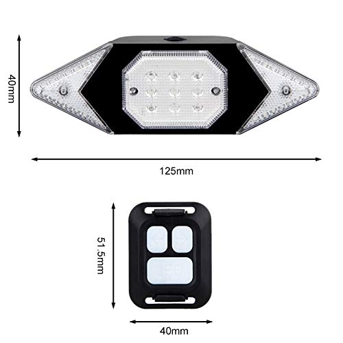 RajoNN Lumière de vélo Smart Bike Clignotant Vélo Feu arrière Intelligent USB Vélo Rechargeable Feu Arrière Télécommande LED Lampe d'Avertissement
