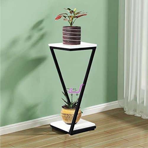 BROWN ART SHOPPEE 2 Tier 2 Potted Iron-Wood Plant Stand, Curved Flower Pot Holder Shelf for Indoor Outdoor (White-ZSP) (B09N7GX74C) Amazon Price History, Amazon Price Tracker
