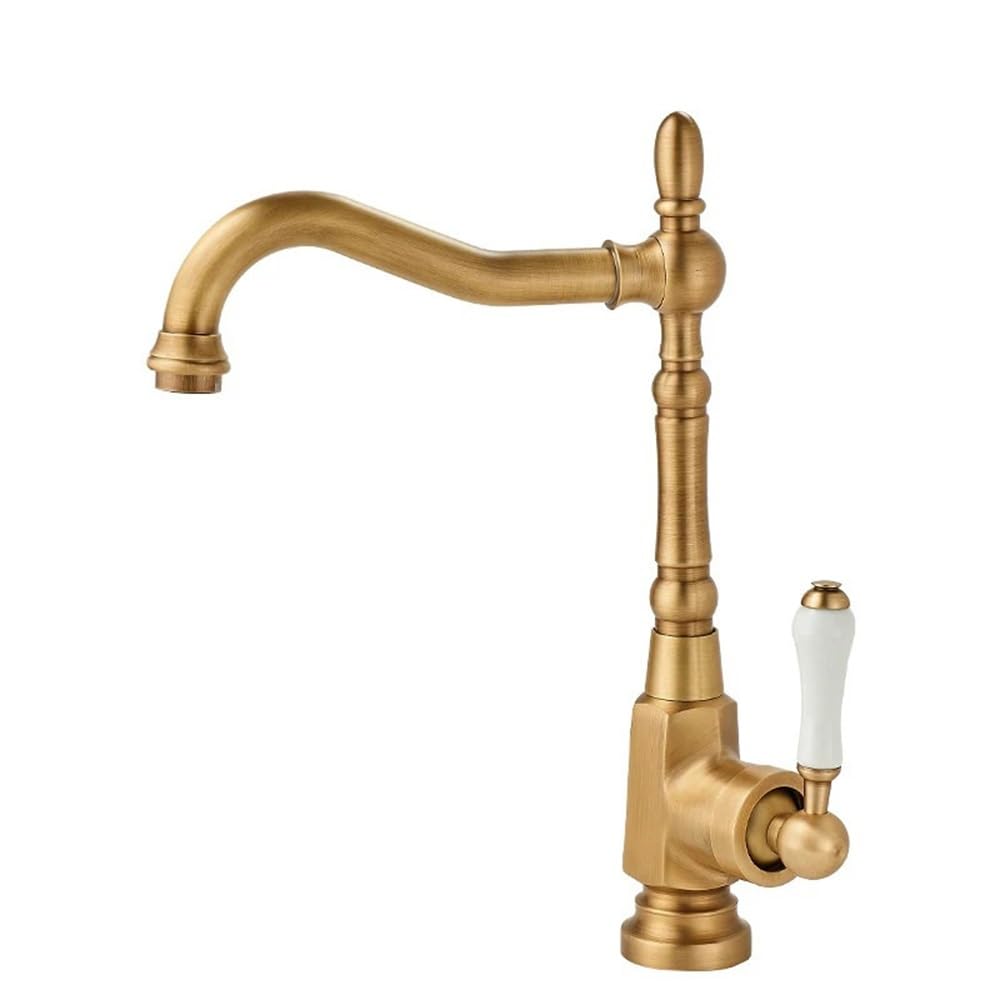 Francuska bateria umywalkowa retro z mosiądzu w stylu retro, obracana o 360°, armatura łazienkowa do ciepłej i zimnej wody XT993 (brass)