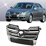 TOPLISTING Front Upper Grille Grill With Chrome Trim Fit For 2005 2006 2007 2008 2009 2010 VW Volkswagen Jetta MK5 Sedan