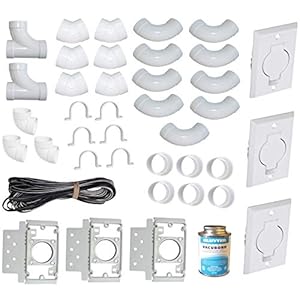 ZVac Universelles Zentralvakuum-Montage-Set mit 3 Einlässen, vorverpackt mit Wandplatten, Ellbogen, Halterungen…