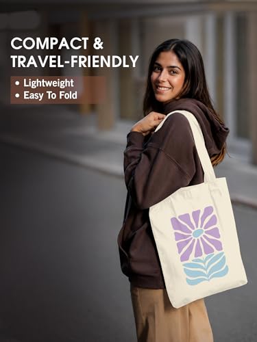 Image of DOODLE Premium Canvas Tote Bag for Women with Zip and Inner Pocket for Shopping, Office, Travel and Daily Use