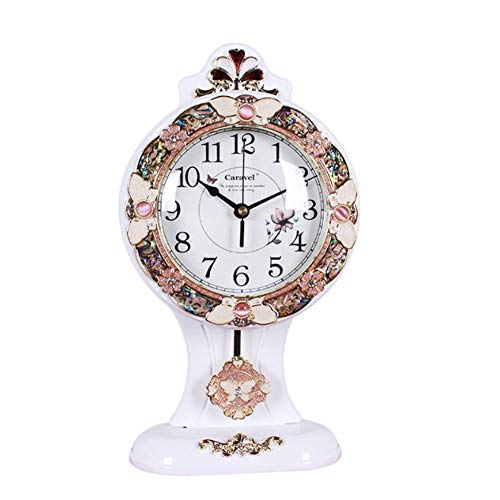 WZCXYX Orologio da Camino,Orologio Silenzioso in Legno con Numeri Arabi dal Design Antico, utilizzato nella Camera da Letto caminetto Camino Soggiorno Camera familiare(Color:Bianca)