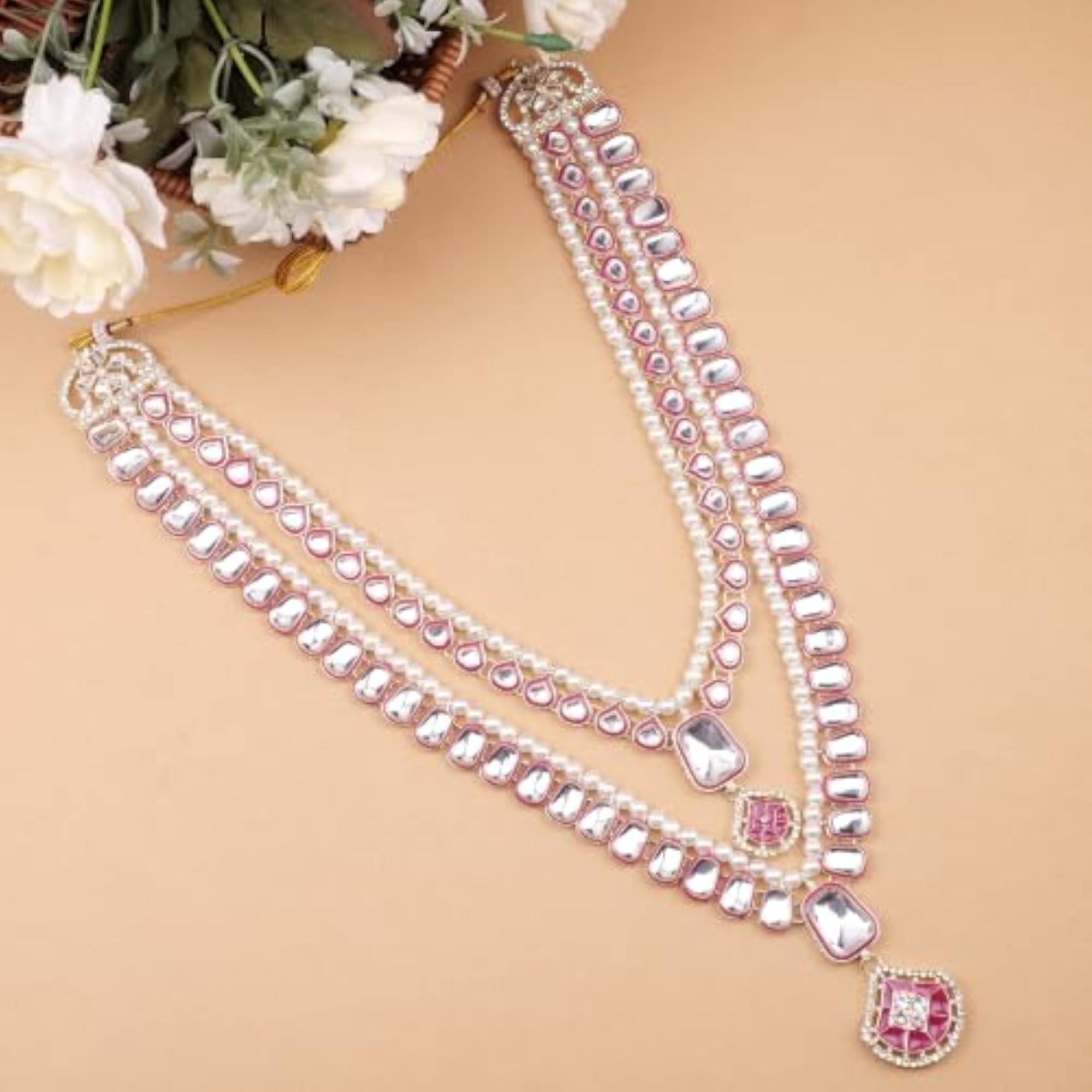 Men's Pearl & Kundan Groom Necklace, Elegant Design