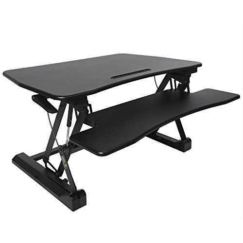 SONGMICS Bureau sur Pieds en Bois Noir...