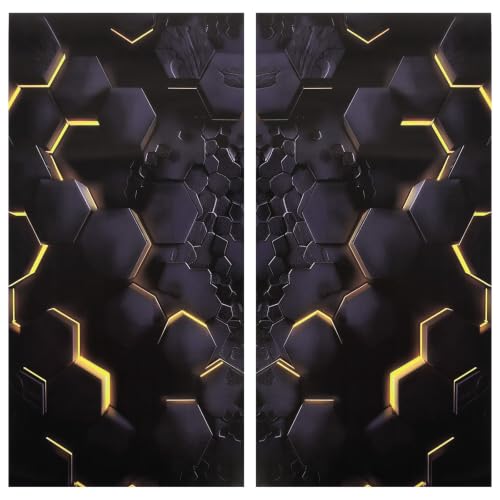 Image of JSCARLIFE Honeycomb Car B-Pillar Sticker, HD Printed PVC Waterproof Car Decals, Car Stickers Vinyl Self-Adhesive Side Strip Decal Cool Stickers (Style 10)