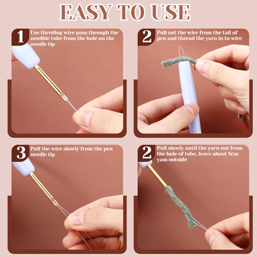 Image of Hahafelt 3 Sets Punch Needle Kits, Punch Needle Kits for Adults Beginner, Highland Cow Daisy Flower Horse Punch Needle Tool with Punch Needle Fabric, Hoops, Yarns and Sewing Needles