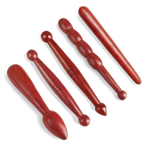 5 Stücke Massage Holz, Triggerpunkt Massagestab Maderotherapie Holz Punktsucher Bein Massagegerät Faszienstab Massage Stab für Rücken Hals Schultern Hand und Füße