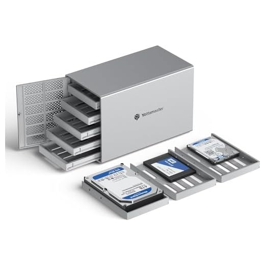 Yottamaster Aluminum 5 Bay USB3.1 Type C External Hard Drive Enclosure for 3.5 2.5 Inch SATA HDD SSD Support 5 x 16TB, Mac Style Direct Attached Storage (DAS)- [PS500C3]