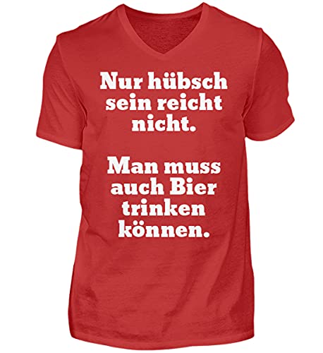 T-shirt bière col en V homme rouge idéal pour soirées et festivals taille L