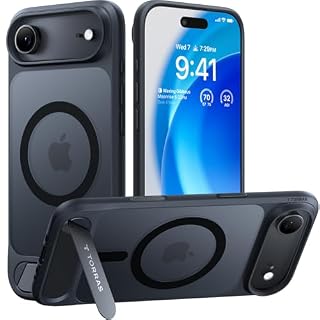 TORRAS Ostand L1 für iPhone Air Hülle mit Flügelständer Kompatibel mit MagSafe-Zubehör 3,66m Zertifizierte Militärschutz Stoßfest 19N Magnetkraft Case für iPhone Air Handyhülle Matt Schwarz
