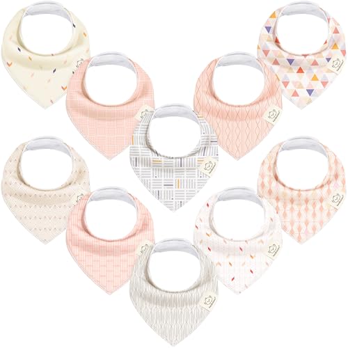Image of KeaBabies 10pk Organic Baby Bandana Bibs for Drooling and Teething (Prism)