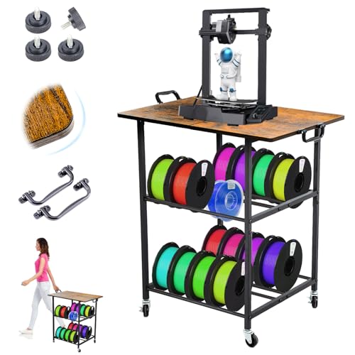 XGKHOM 24'x16' Flexible Moved 3D Printer Stand with Filament Storage, 3D Printer Table with Double Side Handles for Easy Movement, Ideal 3D Printer Cart with Wheels for Workbench Studio and Office