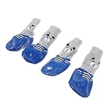 WOONEKY 4個防水防滑犬用靴下 点 なデザイン 室内外対応 ペットの足を守る