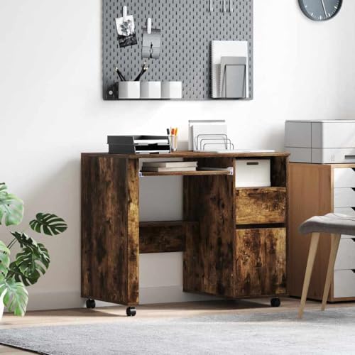 Bureau d'ordinateur mobile à roulettes avec support CPU et tiroir - 3