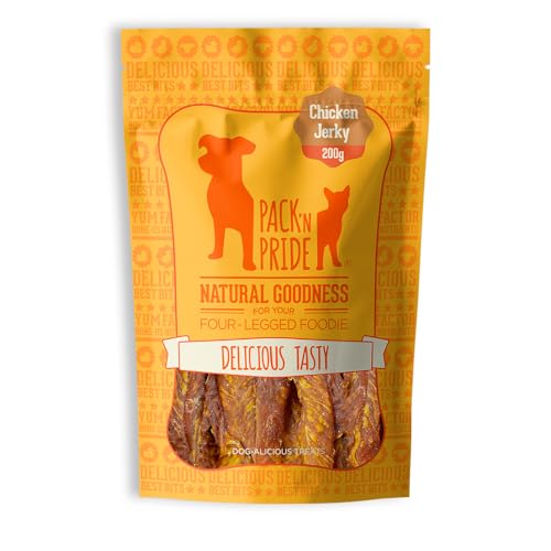 PACKN PRIDE Dog Treats Chicken Strips 200g Air-Dried Dog Chews Natural Chicken Breast Jerky for Medium&Large Dogs Low-fat & High in Protein