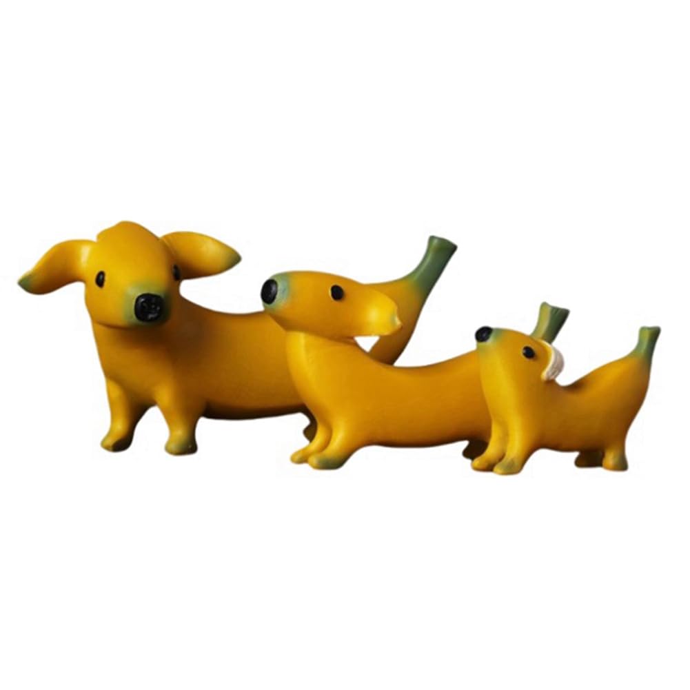 CTRLZS Funny Banana Dog Statue Cute Peeled Banana Dog Figurines Ornaments Garden Decorations Resin Desktop Ornaments Home Decor