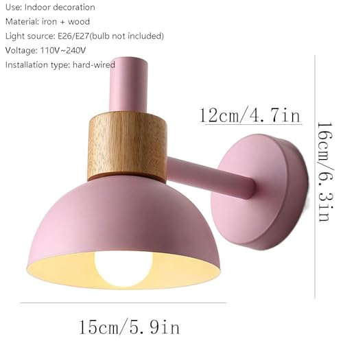 Aplique de pared E26 de madera nórdica para iluminación de dormitorio 3