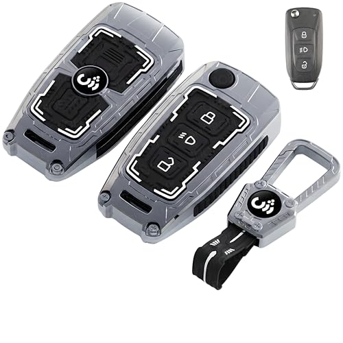Image of SHOPOFLUX Metal Key Cover Compatible with Tata Tiago | Nexon | Altroz | Curvv | Safari | Storme | Zest | Bolt | Tigor | Punch | Hexa 3 Button Flip Key