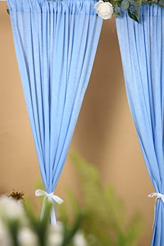 Sherway 2 Panels 4.8 Feet X 10 Feet Sky Blue Satin Curtain Wedding Backdrop Drapes, Non-Transparent Light Blue Window Curtains For Party Ceremony Stage Decoration #TOP4