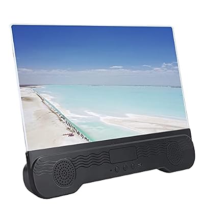 Phefop Phone Screen Magnifier with Anti Blue Light Bluetooth Speaker 14 Inch Video Amplifier Stand Bracket for Smartphones