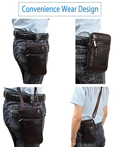 Iphone 11 Pro X Xs Max 8 7 6S Plus Galaxy Note10+ Note9 Note8 Galaxy S10E S10 S9 S8+ Leather Holster Case With Loop Belt Pouch Holder For Cell Phone With A Slim Hard Case On Style2-Coffee L Size #TOP4