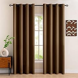 Cortina De Tejido Grueso Para Separar Habitaciones MIULEE 2 Piezas de Cortinas Opacas Resistente al Calor y La Luz para Salón Dormitorio Cortina Gruesa y Suave para Oficina Moderna Decorativa Reducción de Ruido Café 140 x 245cm(55 x 96inch)