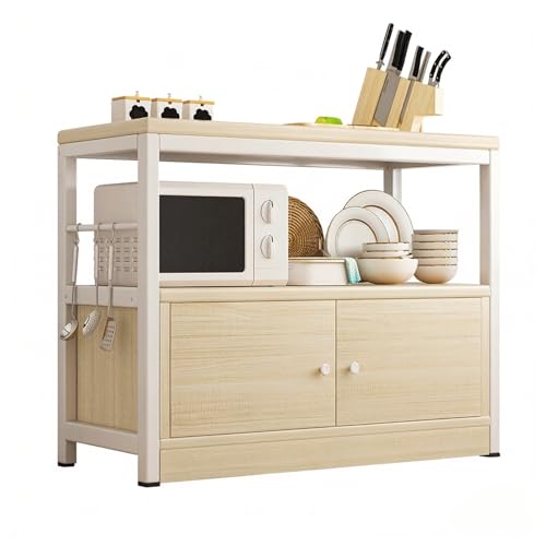 KXKJRYB Soporte para Microondas 2 Niveles con CajóN ExtraíBle Madera MarróN Antiguo Bandeja De Malla MetáLica Multifuncional para Cocina-A