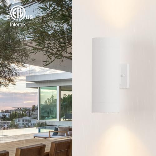 Image of mirrea 14 inch Modern Outdoor Porch Light in 2 Lights, Matte White, 2 Pack