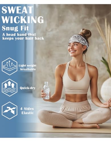 Image of Headbands for Men & Women, Sweat Headband Non-Slip Sweatband Sports Running Cycling Yoga Basketball Workout Football Training