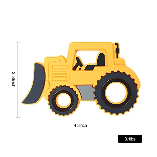 Image of Baby Silicone Teether,Sensory Chew Toys,BPA Free Soft and Effective Infant Teething Pain Relief Toys,Freezer Safe,Food Grade Silicone,Best Shower Gift for Boys and Girls (Yellow Bulldozer)