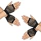 Yolev 2 Paar Netzhandschuhe Schwarz Fingerlose Stretch Mesh Kurz Handschuhe Retro Nylon Fishnet Gloves für 80er Jahre Kostüm Zubehör Disco Maskerade Partyzubehör (schwarz)