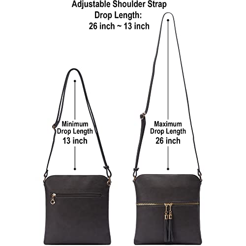 Image of Solene Womens Lightweight Medium Crossbody Purse with Tassel, Perfect Size Crossbody Bags for Daily Use, travel