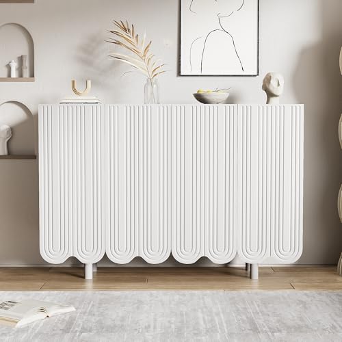 Enfilade en Forme de Goutte d’Eau Armoire de Rangement avec Portes moulurées et charnière Tampon Meuble Buffet pour Salon Chambre à Coucher Salle à...