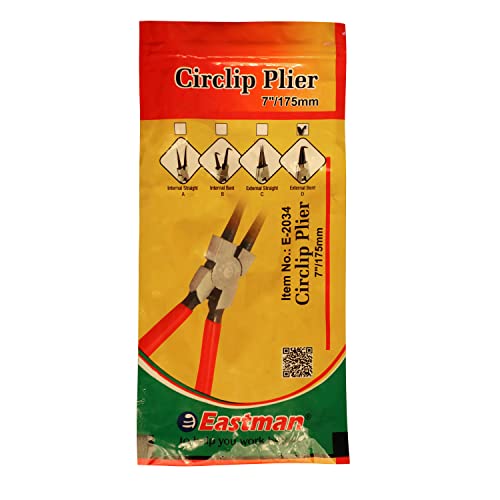 Image of Eastman Circlip Plier Set Of 1Pcs, 13 /325 Mm (External Straight), Alloy Steel Hardened And Tempered, Red Colour - E-2033 C