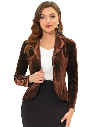 Blazer en velours à revers cranté veste de costume ajustée un bouton