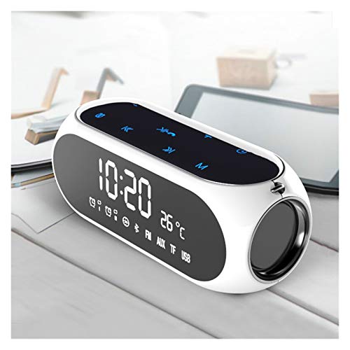 Wecker Tragbare Home Desktop-Uhren Wireless Mobile Computer Wecker Digital Radio-Empfänger Mini-Wecker (Color : White)