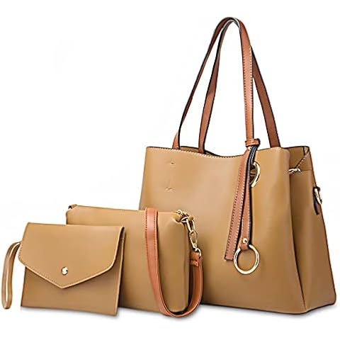 Pahajim Women Fashion Handbags & Shoulder Bags Purse PU Leather Crossbody Bag 3 Pieces Set Lightweight Casual Waterproof Tote Bag Suitable for School Work Party Birthday Gift Cover