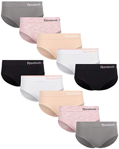 Reebok Womens Seamless Hipster Panties (10 Pack), Size Small, Pink Spacedye/Rose Dust/White/Dark Grey/Black