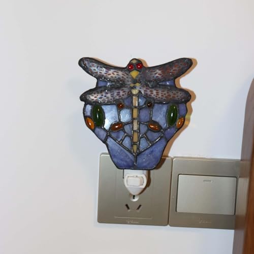 Lámpara de pared Tiffany con luz nocturna de vidrio para hogar 5
