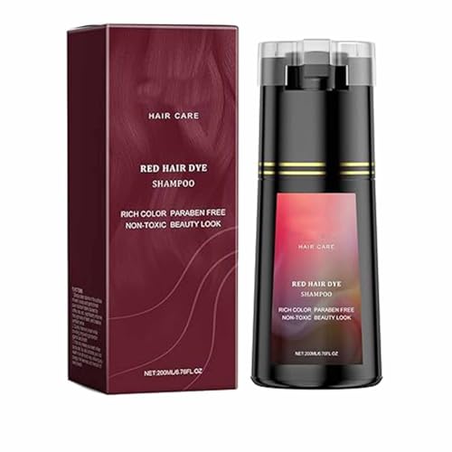 Champú De Tinte Para El Cabello, Para Tinte De Pelo Instantáneo, Para Teñir El Cabello Gris, Instantáneo Para El Cabello Para Hombres Y Mujeres, 200g(rojo)