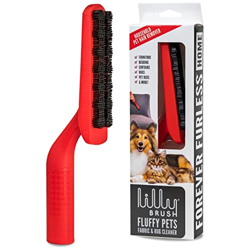 Lilly Brush Fluffy Pet Hair Clean-Up Gentle Bristled Brush for Fur Lint Furniture Fabric & Rug Cleaner For Homes with FLUFFY DOUBLE-COATED LONG-HAIRED PETS ONLY