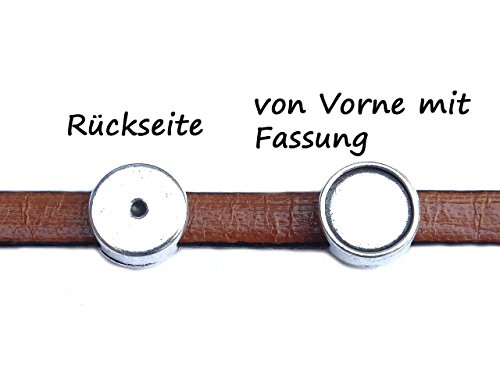 Magic and Arts Perlen Schiebeperle mit Fassung für 5mm Bänder versilbert 2 St.