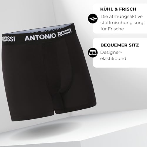 ANTONIO ROSSI Herren (12er-pack) Herren-boxer-hipster Fitted Boxer Hipsters, Schwarz, L EU