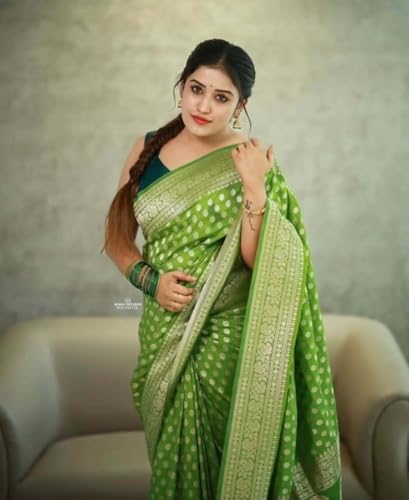 Image of C J Enterprise Women's Banarasi Saree Pure Kanjivaram Style Silk Saree With Blouse Piece for Wedding (Shiv-1)