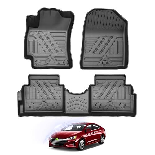 T TGBROS Custom Fit for Floor Mats 2017 2018 2019 2020 Hyundai Elantra (No Elantra GT Models) All-Weather Floor Mat Liners Front & Rear Row Full Set Liner Non-Slip TPE Odourless