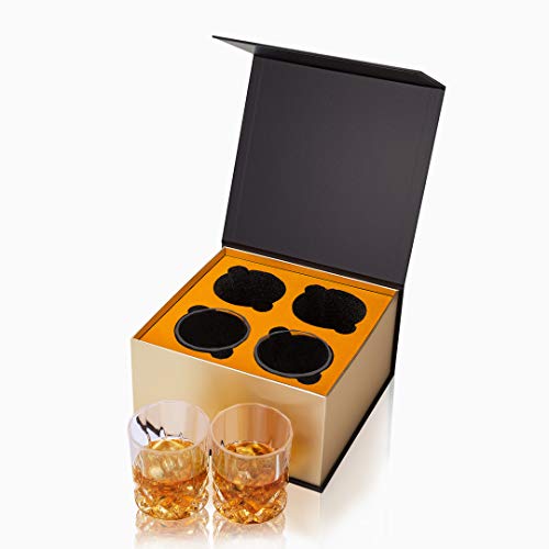 Foto von KANARS 4er Set Whisky Gläser, Bleifrei Kristallgläser, Whiskey Glas, 300 ml Whiskey gläser, Schöne Geschenk Box, Hochwertig