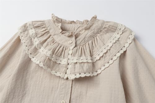 Image of Mud Kingdom Girls Blouse Shirts Spring Fall Long Sleeve Button-Down Top Ruffle Collar