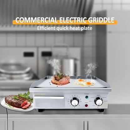 MOOTACO Elektrische Grillplatte, Profi Gastro Elektrogrill Elektrische Grillplatte mit 36 x 30 cm Grillfläche, Grillplatte Elektrisch glatt, Tischgrill mit Zeitschaltuhr – Bild 7