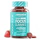 Focus Gummibärchen - mit Koffein, Ginkgo Biloba, Löwenmähne, Ginseng, B12, Probiotikum, L Theanin - 17 Vitamine für Fokus, Energie & Konzentration - Nootropisches Gehirnsupplement - Vegan - Novomins